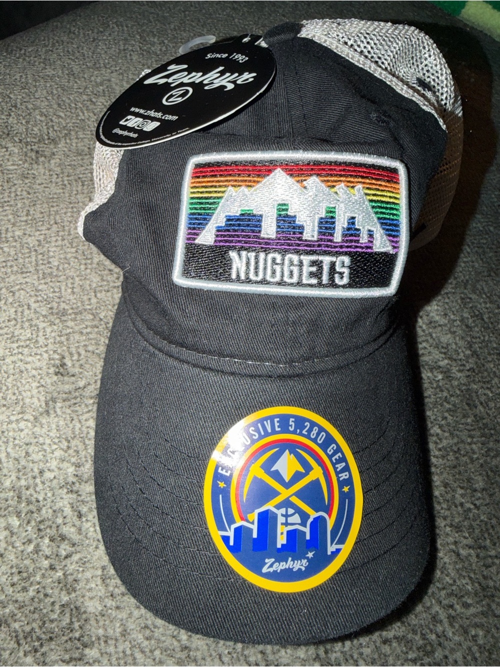Zephyr Black Nuggets Patch Trucker Hat with Rainbow Accent